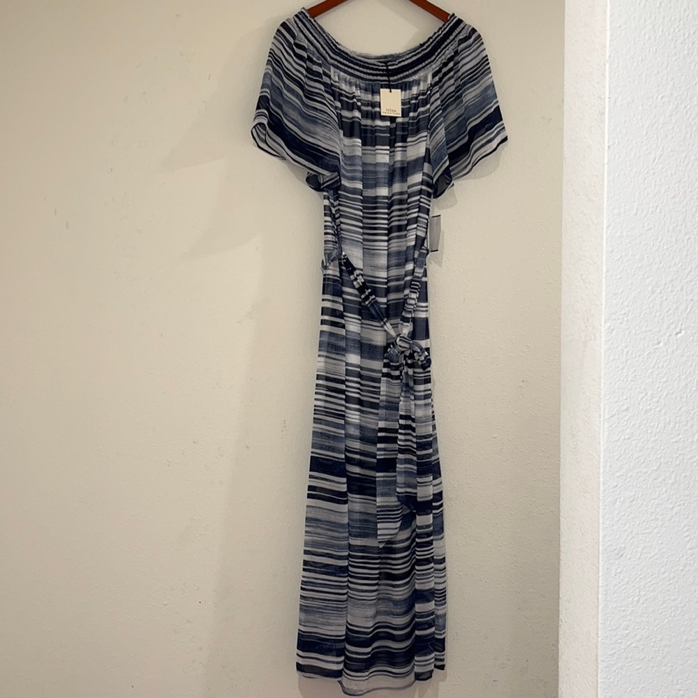 NWT Trina Turk “San Onofre” Indigo Off-The-Shoulder Maxi Dress - Picture 6 of 14